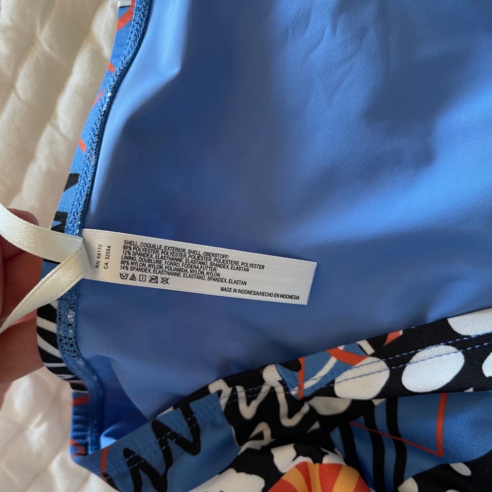 Anthropologie Lysa Seamed Bikini Bottoms Blue Orange Size Medium High Waist Chic - Picture 14 of 16